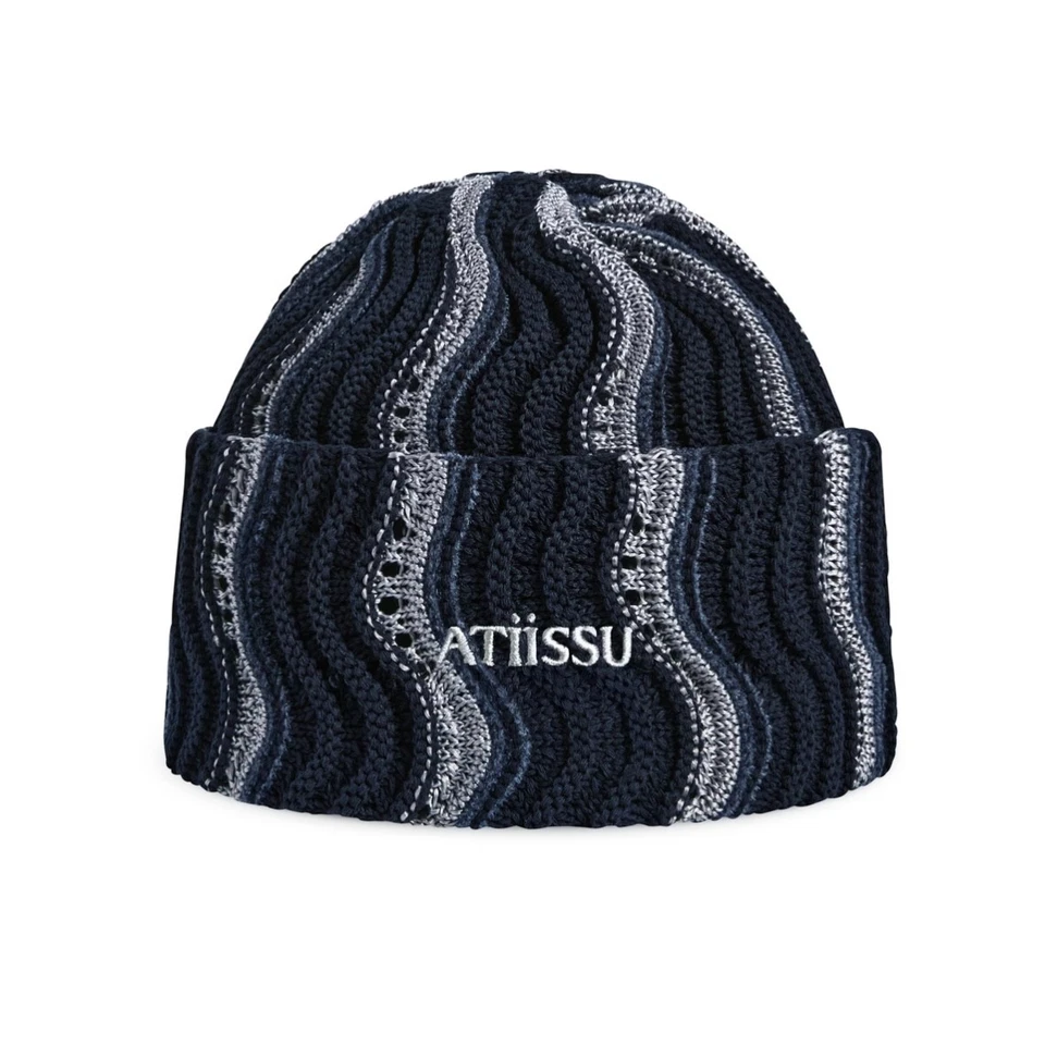 Gorro tejido ATiiSSU BK / GR / NV / KK | Patrón de onda 3D | Unisex enrollable Foto 1 de 1