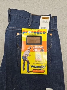  Wrangler Jeans Vtg Cowboy Cut 13MWZ Original Fit  Pro Rodeo Rigid Indigo 38x32 - Picture 1 of 12