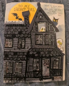 VINTAGE HALLOWEEN GREETING CARD SECRET PAL BAT Ghost HALLMARK Unsigned *Plz Read - Picture 1 of 4