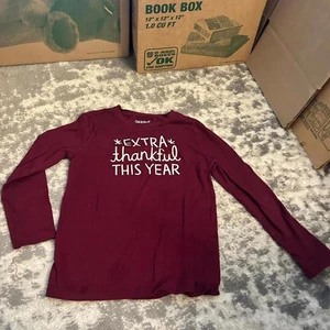 Cat & Jack Girls Fall/Winter Thanksgiving Theme Maroon Top Small (6/6X) - Picture 1 of 3