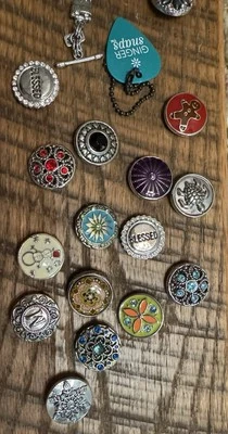 Ginger Snaps Silver Tone Bracelet , Earrings, 2 necklace pendants & 17 snaps  - Image 1 of 4