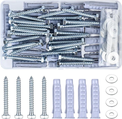 25 Set M8 M12 Tasselli Universali Con Vite, Bulloni Esagonali E Tasselli a Muro, - Immagine 1 di 4