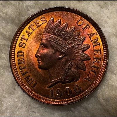 1900 indian head penny cent/ BU LUSTROUS RB SHARP!!! - Image 1 of 4