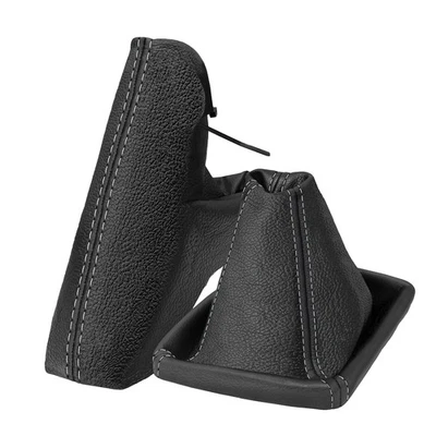 Borsa cambio + cuffia freno a mano per Opel Astra H 2004-2010 vera pelle cucitura grigio - Immagine 1 di 4