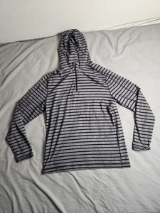 Lululemon Surge Warm Hoodie Mens XL Gray Black Striped 1/4 Zip Lightweight NEW - Picture 1 of 7