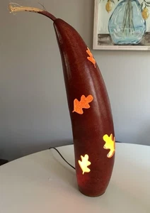 Meadowbrooke Gourds Handcrafted Gourd Lamp /Fall Leaf Cutouts USA - Picture 1 of 7