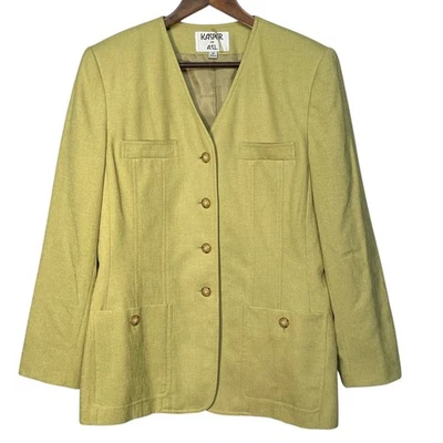 Kasper ASL Chartreuse Green Blazer Jacket Career Business Women's Size 14 - Imagem 1 de 4