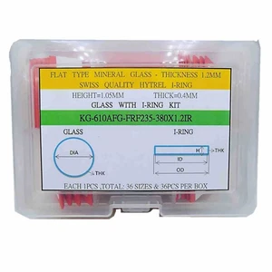 36Set 1.2mm Thick Flat Round Mineral Watch Glass With Waterproof Ring Assortment - Picture 1 of 6