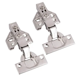 Soft Close Schrankscharniere Satin Nickel, 2er Pack - rahmenloser Einsatz - Bild 1 von 5