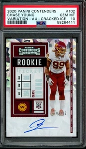 2020 Contenders Rookie Ticket Cracked Ice #102 Chase Young Auto /22 PSA 10 - Bild 1 von 2