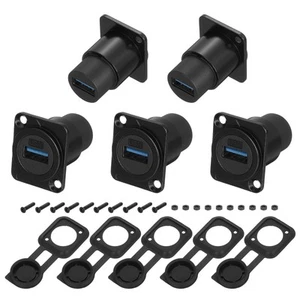 5Pcs USB 3.0 Panel Mount Coupler, D-Type USB Pass Through 5.0Gbps Black - Picture 1 of 6