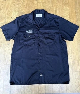 Vintage DICKIES Men's Black Button-Up S/S Work Shirt XL with Von Dutch Patch - Picture 1 of 7