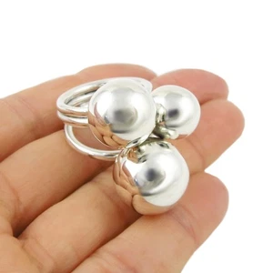 Cluster Ball Bead Ring 925 Sterling Silver Large Polished Ladies Cocktail Ring - Picture 1 of 8