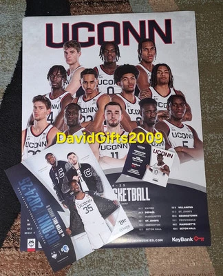 3 PACK: 24-25 CT UCONN MENS BASKETBALL CONN. HUSKIES POSTER, ROSTER, DIARRA CARD - Image 1 of 4
