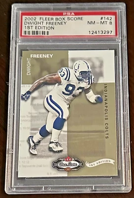 2002 DWIGHT FREENEY RC PSA 8 Fleer Box Score 1st Edition #142 ROOKIE HOF; 1 of 1 - Image 1 of 2