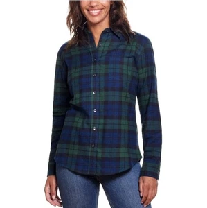 Wetterfestes Vintage Damen Gr. M Flanellhemd grün blau kariert Baumwollmischung weich - Bild 1 von 12