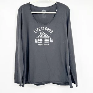 Neu mit Etikett Life is Good Keep It Simple Cabincore glatt tailliertes Damen-T-Shirt Top Größe XL - Bild 1 von 8
