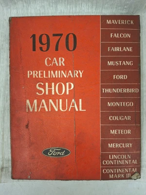 Ford Preliminary Car Models Mustang Thunderbird Cougar Fairlane 1970 manual de tienda Foto 1 de 3