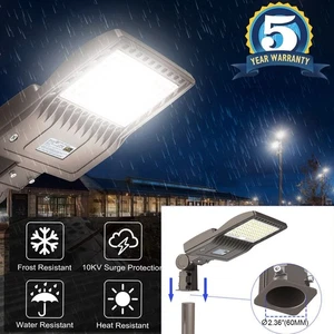 LED Parking Lot Area Lights 200W Photocell Outdoor Security Shoebox Light 5000K - Picture 1 of 12