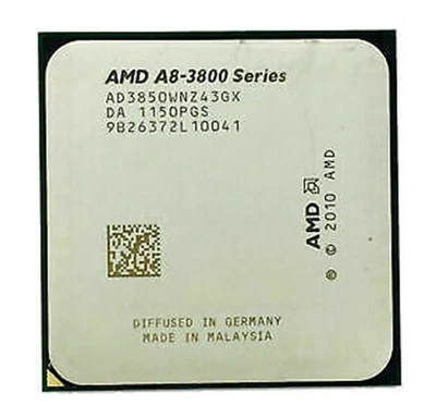AMD A8-Series A8-3850 CPU Quad-Core 2.9GHz 4M Socket FM1 AD3850WNZ43GX Processor - Image 1 of 4