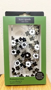 Kate Spade iPhone 16 Case Floral Black & White Clear MagSafe - Picture 1 of 2