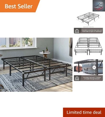 California King Black Metal Bed Frame - Sturdy, Noise-Free & Space-Saving Design - Image 1 of 4