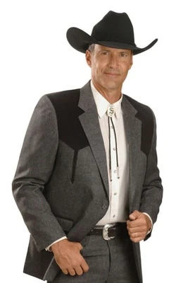 CIRCLE S 男式 44R 木炭 BOISE 西部运动外套夹克 Rockabilly $149 全新带标签  — 第 1/4 张图片