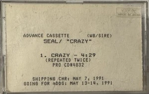 SEAL - “Crazy” RARE 1991 DEBUT WARNER BROTHERS RECORDS PROMO ADVANCE CASSETTE - Picture 1 of 5