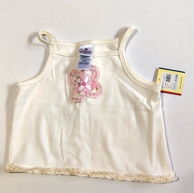 Camiseta sin mangas Absorba talla 4T niñas marfil flores apliques encaje 100 % algodón Foto 1 de 4