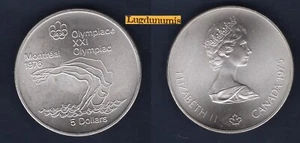 Canada 5 Dollars 1975 UNC Plongeur Jeux Olympique Montreal 1976 Argent - Picture 1 of 1
