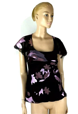 BLUSA EMPORIO ARMANI FLORAL SEDA ACANALADA GORRA MANGAS ACAMPANADAS TALLA 42 Foto 1 de 4