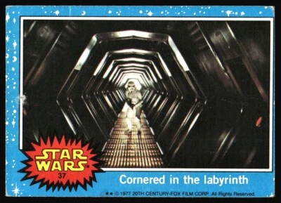 1977 Topps Star Wars Vintage Series 1 Blue #37 Cornered in Labyrinth - Image 1 of 2