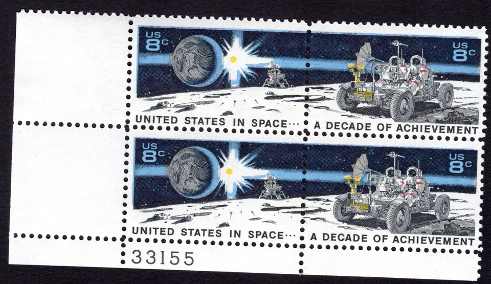 Scott #1435b Space Achievement on Moon Plate Block of 4 Stamps - MNH P#33155 LL - Image 1 of 1