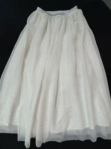 Cat & Jack Girls Formal Skirt Size M (7--8) White With Glitter Chiffon Lined - Picture 1 of 8