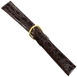 19mm Milano Brown Croco Grain Genuine Leather Made In France Mens Band 154103-19 - Picture 1 of 3