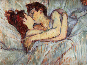 THE KISS IN BED Henri De Toulouse-Lautrec giclee fine art canvas reproduction
