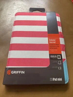 BIN Griffin Cabana Journal Pink/White Striped Cover iPad Mini & iPad Mini Retina - Image 1 of 4