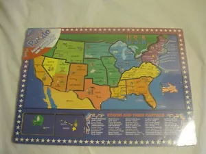 USA Wooden Puzzle~States and Capitals w/matching picture~NEW~LBDAI - Picture 1 of 4