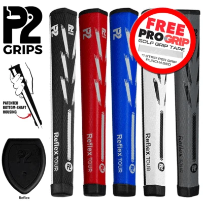 P2 PUTTER GRIPS P2 REFLEX TOUR GOLF PUTTER GRIFF ""PATENTIERTES UNTERWELLENGEHÄUSE"" ALLE FARBEN