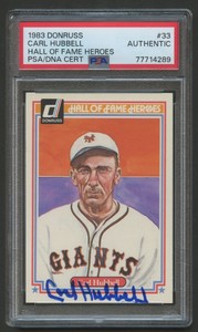 1983 DONRUSS HOF CARL HUBBELL AUTO #33 PSA DNA