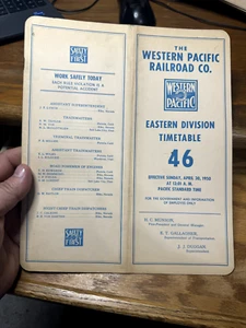 Western Pacific Railroad Eastern Div Mitarbeiter Fahrplan #46 30. April 1950 - Bild 1 von 2