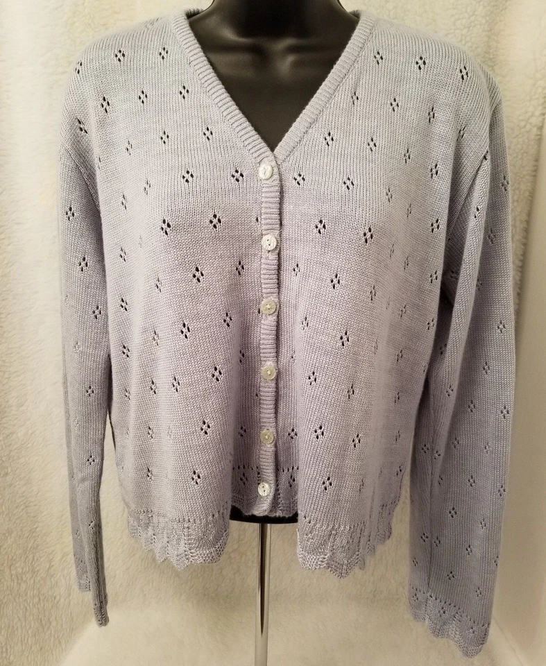 Cárdigan suéter camisa blusa Sag Harbor para mujer talla 14 azul Foto 1 de 3