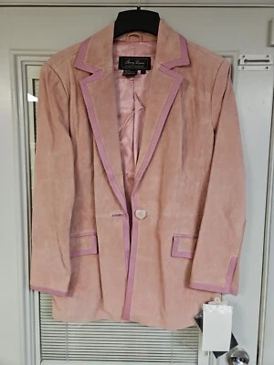 Terry Lewis Womens Pink Suede Blazer Jacket Size Large Two Pockets  - Image 1 of 4
