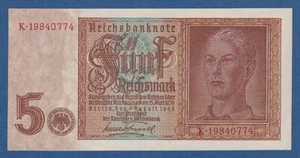 ALEMANIA // GERMANY -- 5 REICHSMARK ( 1.8.1942 ) -- SC- // aUNC -- PICK 186a . - Bild 1 von 2