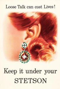 Loose Talk - Keep It Under Your Stetson - 1940 - World War II Propaganda Poster - Picture 1 of 1