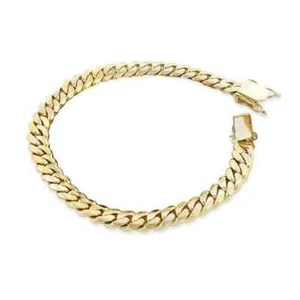 8 MM Miami 14K Yellow Gold Over Cuban Link Curb Chain Men's Bracelet 9" - Picture 1 of 5