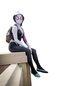 Costume cosplay adulto Spider-Gwen Stacy con maschera e lenti Spider-Verse - Foto 1 di 4