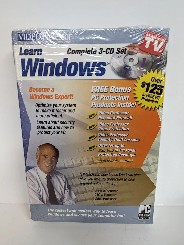 Video Professor Learn Windows AS SEEN ON TV/ BRAND NEW SEALED 3 CD Set - Image 1 of 1