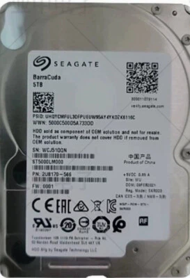 New ST5000LM000 Barracuda SEAGATE 5TB 2.5" 5400 RPM 128MB SATA 3 Hard Drive - Image 1 of 2