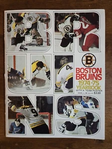 Rare Vintage 1974 75 BOSTON BRUINS Yearbook Bob ORR Phil ESPOSITO W/ Team Poster - Picture 1 of 8